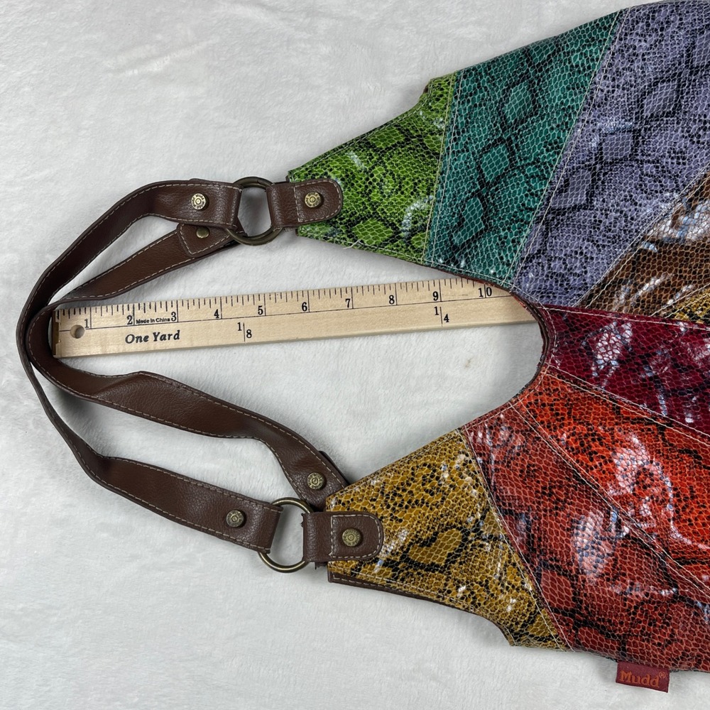 Mudd Vintage Y2K Multicolor Snakeskin Patchwork Hobo Shoulder Bag READ - Picture 8 of 9